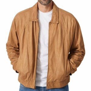 Mens soft leather jacket size 40, light brown.